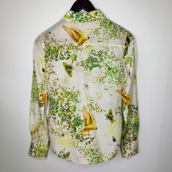 Ted Baker London Butterfly Floral Button Down Shirt Designer Classic Size 0 - Picture 4 of 13
